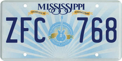 MS license plate ZFC768