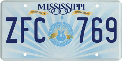 MS license plate ZFC769