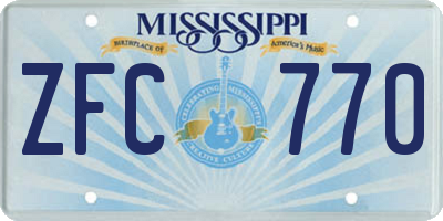 MS license plate ZFC770