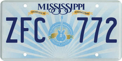 MS license plate ZFC772