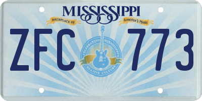 MS license plate ZFC773