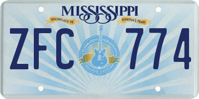 MS license plate ZFC774
