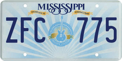 MS license plate ZFC775