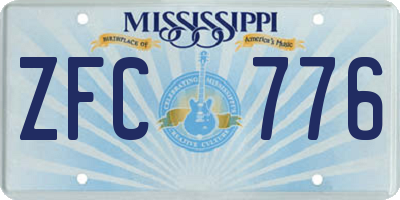 MS license plate ZFC776