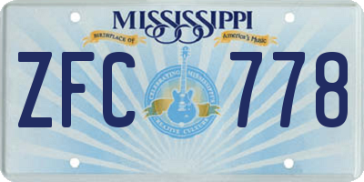 MS license plate ZFC778