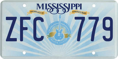 MS license plate ZFC779
