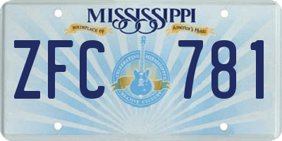 MS license plate ZFC781