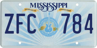 MS license plate ZFC784