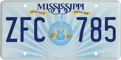 MS license plate ZFC785