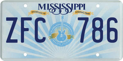 MS license plate ZFC786