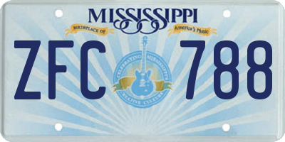 MS license plate ZFC788
