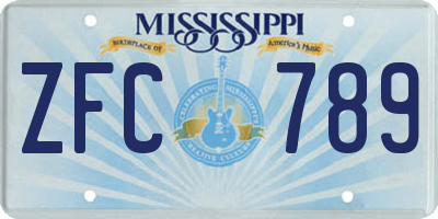 MS license plate ZFC789