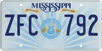 MS license plate ZFC792