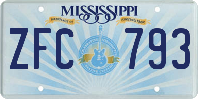 MS license plate ZFC793