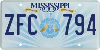 MS license plate ZFC794