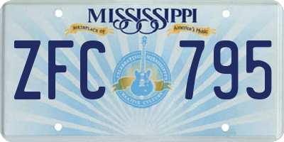 MS license plate ZFC795