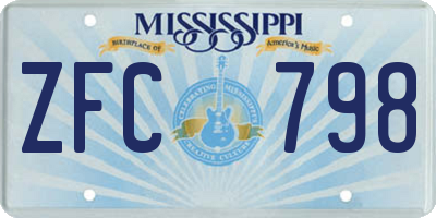 MS license plate ZFC798