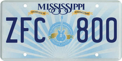 MS license plate ZFC800