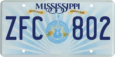 MS license plate ZFC802