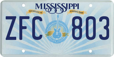 MS license plate ZFC803
