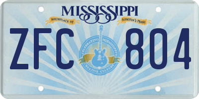 MS license plate ZFC804