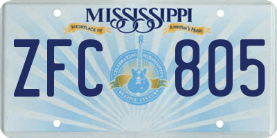 MS license plate ZFC805