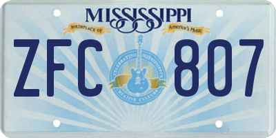 MS license plate ZFC807