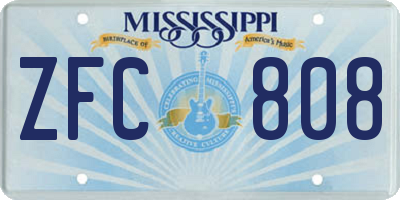 MS license plate ZFC808