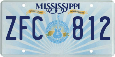 MS license plate ZFC812