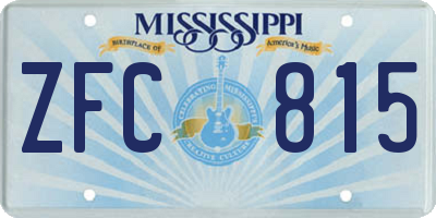 MS license plate ZFC815