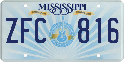 MS license plate ZFC816