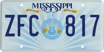 MS license plate ZFC817