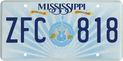 MS license plate ZFC818