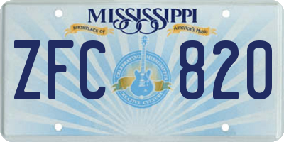 MS license plate ZFC820
