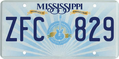 MS license plate ZFC829