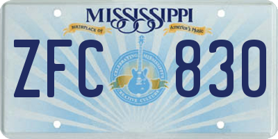 MS license plate ZFC830