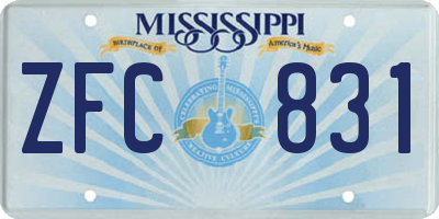 MS license plate ZFC831