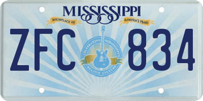 MS license plate ZFC834