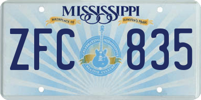 MS license plate ZFC835