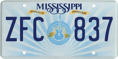MS license plate ZFC837