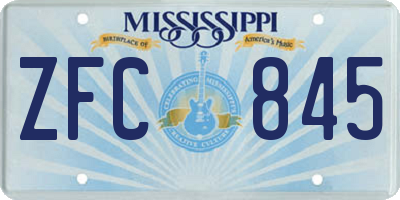 MS license plate ZFC845