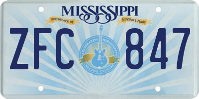 MS license plate ZFC847