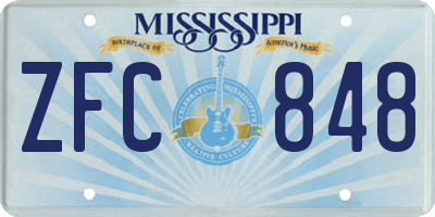 MS license plate ZFC848