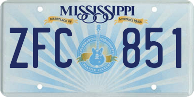 MS license plate ZFC851