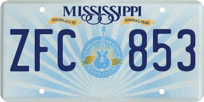 MS license plate ZFC853