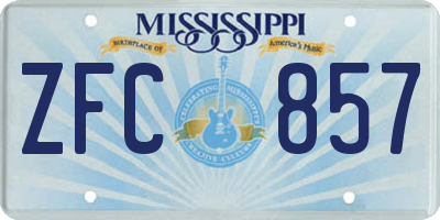 MS license plate ZFC857