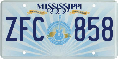 MS license plate ZFC858