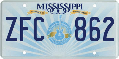 MS license plate ZFC862