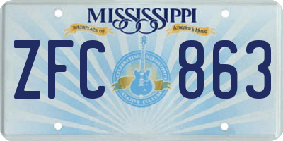 MS license plate ZFC863