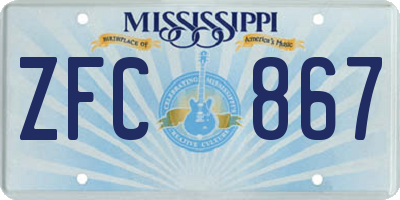 MS license plate ZFC867